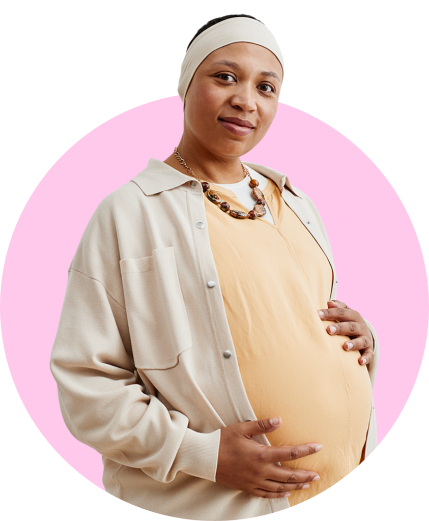 pregnant mother holding her belly