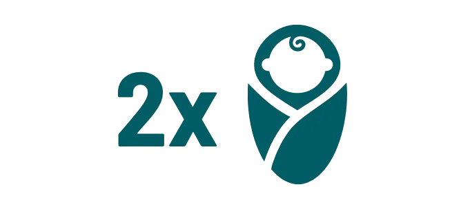 Stat icon representing two times